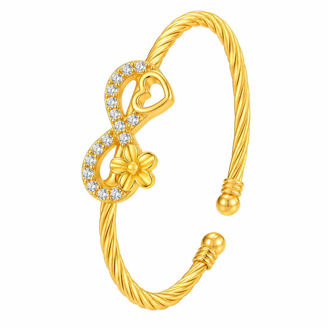 PRAO Bracelet Anti-Tarnish Infinity Crystal Charm (Adjustable Size)