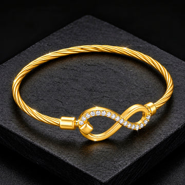 PRAO Bracelet Anti-Tarnish Gold Plated Infinity Crystal (Adjustable Size)