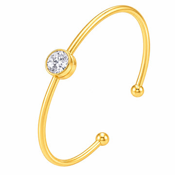 PRAO Bracelet Anti-Tarnish Gold Plated Solitaire Crystal (Adjustable Size)