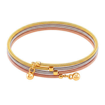 PRAO Bracelet Anti-Tarnish Tri Color Spiral Snake Chain (Adjustable Size)