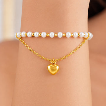 PRAO Bracelet Anti-Tarnish Pearl Chain Layered (Adjustable Size)