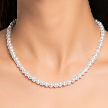 PRAO Necklace Anti-Tarnish Classic White Pearl Strand