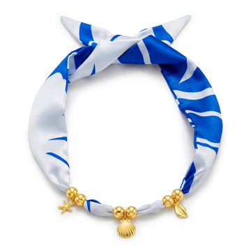 PRAO Necklace Anti-Tarnish Blue White Ocean Charm Scarf