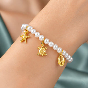 PRAO Bracelet Anti-Tarnish Pearl Ocean Charm (Adjustable Size)