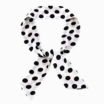 PRAO Scarf Necklace White Black Polka Dot Pattern