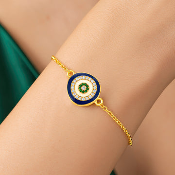 PRAO Bracelet Anti-Tarnish Blue Evil Eye Crystal (Adjustable Size)
