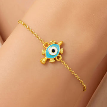 PRAO Bracelet Anti-Tarnish Turtle Evil Eye Charm (Adjustable Size)
