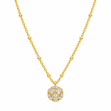 PRAO Necklace Anti-Tarnish Beaded Spherical Crystal Pendant