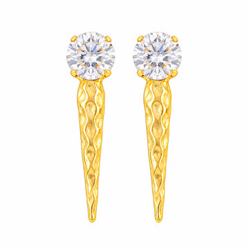 PRAO Earrings Anti-Tarnish Clear Crystal Spike Dangle