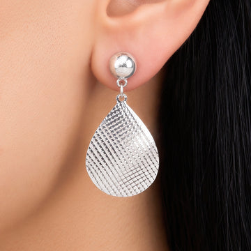PRAO Earrings Anti-Tarnish Textured Teardrop Dangle