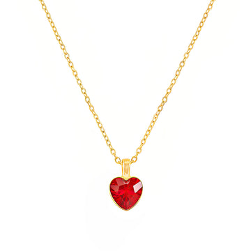 PRAO Necklace Anti-Tarnish Red Heart Crystal Pendant