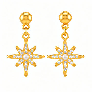 PRAO Earrings Anti-Tarnish Crystal Starburst Dangle