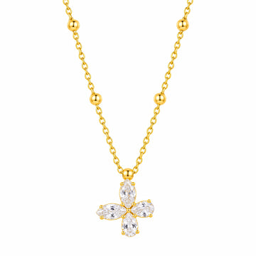 PRAO Necklace Anti-Tarnish Crystal Butterfly Pendant