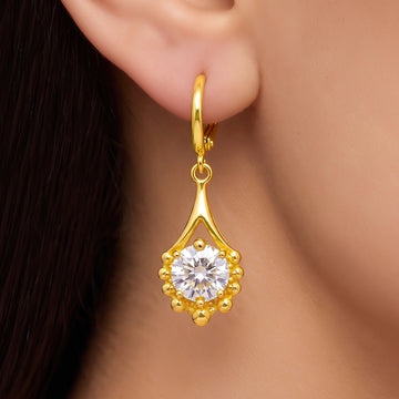 PRAO Earrings Anti-Tarnish Crystal Teardrop Huggie Dangle