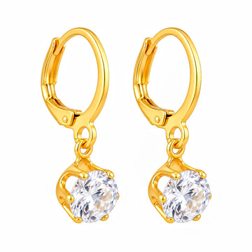 PRAO Earrings Anti-Tarnish Round Crystal Dangle