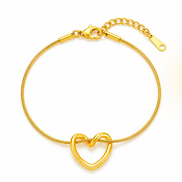 PRAO Bracelet Anti-Tarnish Open Heart Snake Chain (Adjustable Size)
