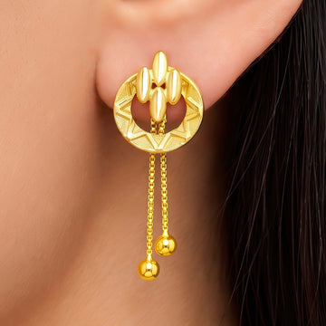 PRAO Earrings Anti-Tarnish Leaf Chain Bead Dangle