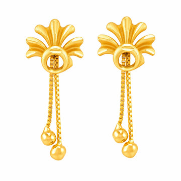 PRAO Earrings Anti-Tarnish Floral Chain Bead Dangle