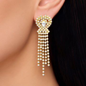 PRAO Earrings Anti-Tarnish Heart Crystal Chain Dangle