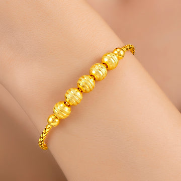 PRAO Bracelet Anti-Tarnish Textured Spherical Beads (Adjustable Size)