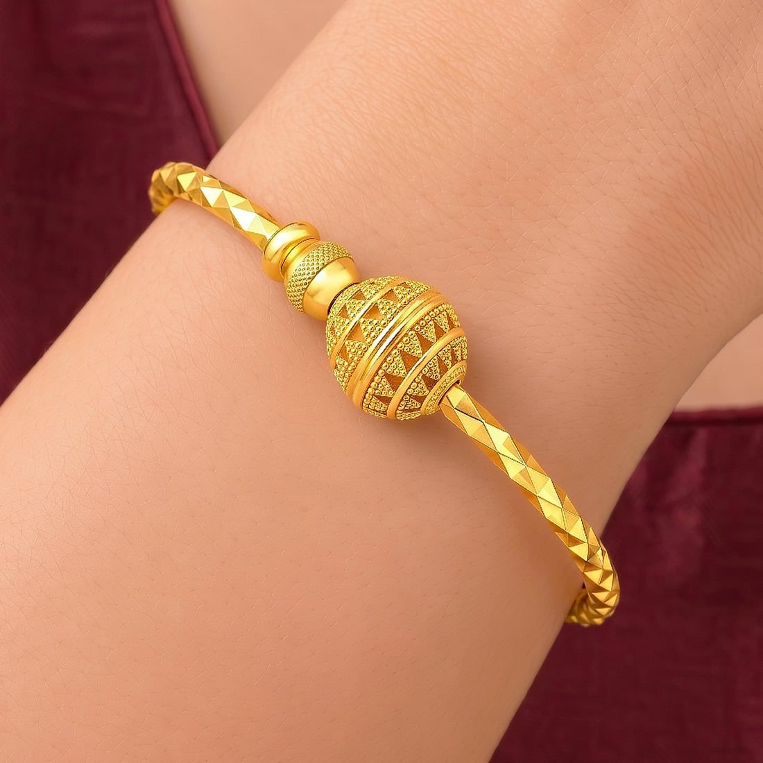 PRAO Bracelet Anti-Tarnish Ornate Spherical Bead (Adjustable Size)