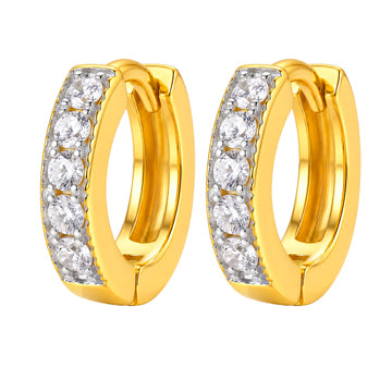 PRAO Earrings Anti-Tarnish Crystal Mini Huggie Hoop