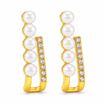 PRAO Earrings Anti-Tarnish Pearl Rhinestone Crawler