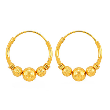 PRAO Earrings Anti-Tarnish Faceted Bead Hoop