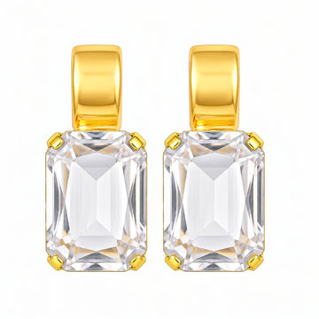 PRAO Earrings Anti-Tarnish Emerald Cut Crystal Drop