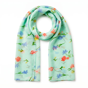 PRAO Scarf Light Green Delicate Floral Pattern