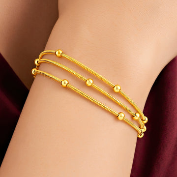 PRAO Bracelet Anti-Tarnish Triple Snake Chain Bead (Adjustable Size)