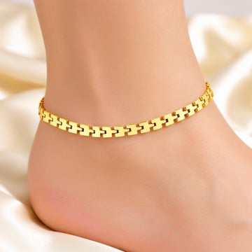 PRAO Anklet Anti-Tarnish Geometric Square Link Chain