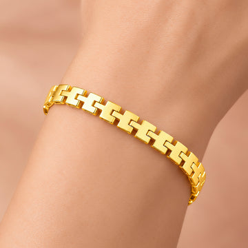 PRAO Bracelet Anti-Tarnish Geometric Square Link Chain (Adjustable Size)
