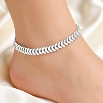 PRAO Anklet Anti-Tarnish Curved Chevron Link Chain