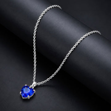 PRAO Necklace Anti-Tarnish Blue Crystal Heart Pendant
