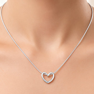 PRAO Necklace Anti-Tarnish Open Heart Snake Chain