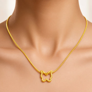 PRAO Necklace Anti-Tarnish Open Butterfly Snake Chain