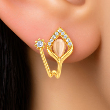 PRAO Earrings Anti-Tarnish Teardrop Opal Front Back Cuff