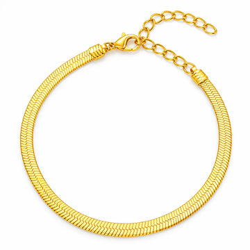 PRAO Anklet Anti-Tarnish Flat Herringbone Chain