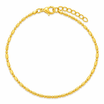 PRAO Anklet Anti-Tarnish Bar Bead Ball Chain