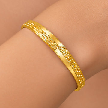 PRAO Bracelet Anti-Tarnish Textured Mesh Bead Bangle (Adjustable Size)