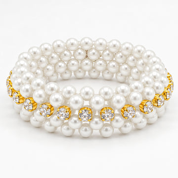 PRAO Bracelet Anti-Tarnish Pearl Crystal Elastic (Adjustable Size)