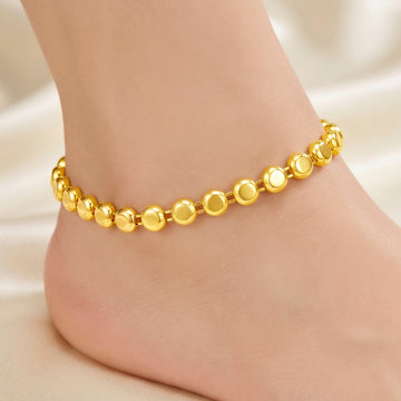 PRAO Anklet Anti-Tarnish Classic Gold Tablet Chain
