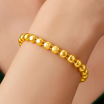 PRAO Bracelet Anti-Tarnish Classic Gold Tablet Chain (Adjustable Size)