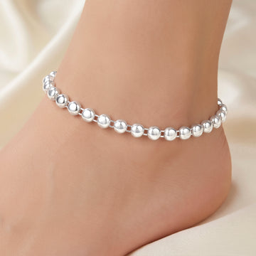 PRAO Anklet Anti-Tarnish Classic Silver Tablet Chain
