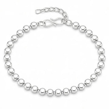PRAO Bracelet Anti-Tarnish Classic Silver Tablet Chain (Adjustable Size)