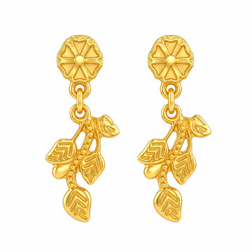 PRAO Earrings Anti-Tarnish Textured Wheel Leaf Dangle