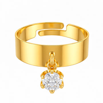 PRAO Ring Anti-Tarnish Dangling Round Solitaire AD (Adjustable Size)