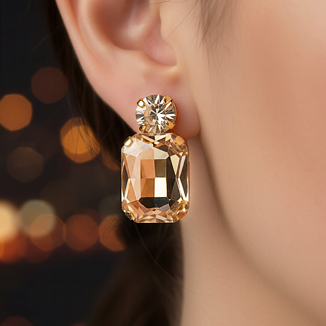 PRAO Anti-Tarnish Gold Plated Premium Crystal Necklace Set With Earrings