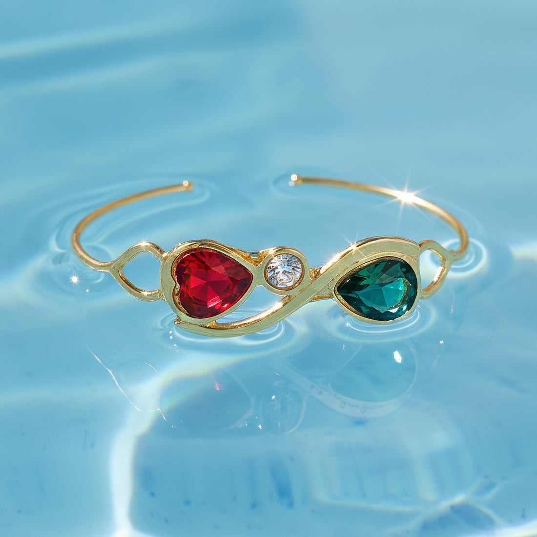 PRAO Anti-Tarnish Infinity Heart & Tear Drop Crystal Bracelet (Adjustable Size)